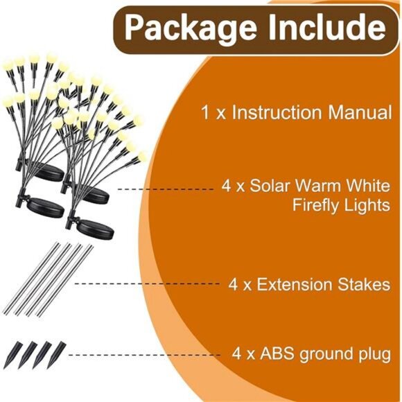 Multicolour-4Pack 32LED Firefly Multicolour Changing Lights,Garden Solar Lights - Picture 5 of 7